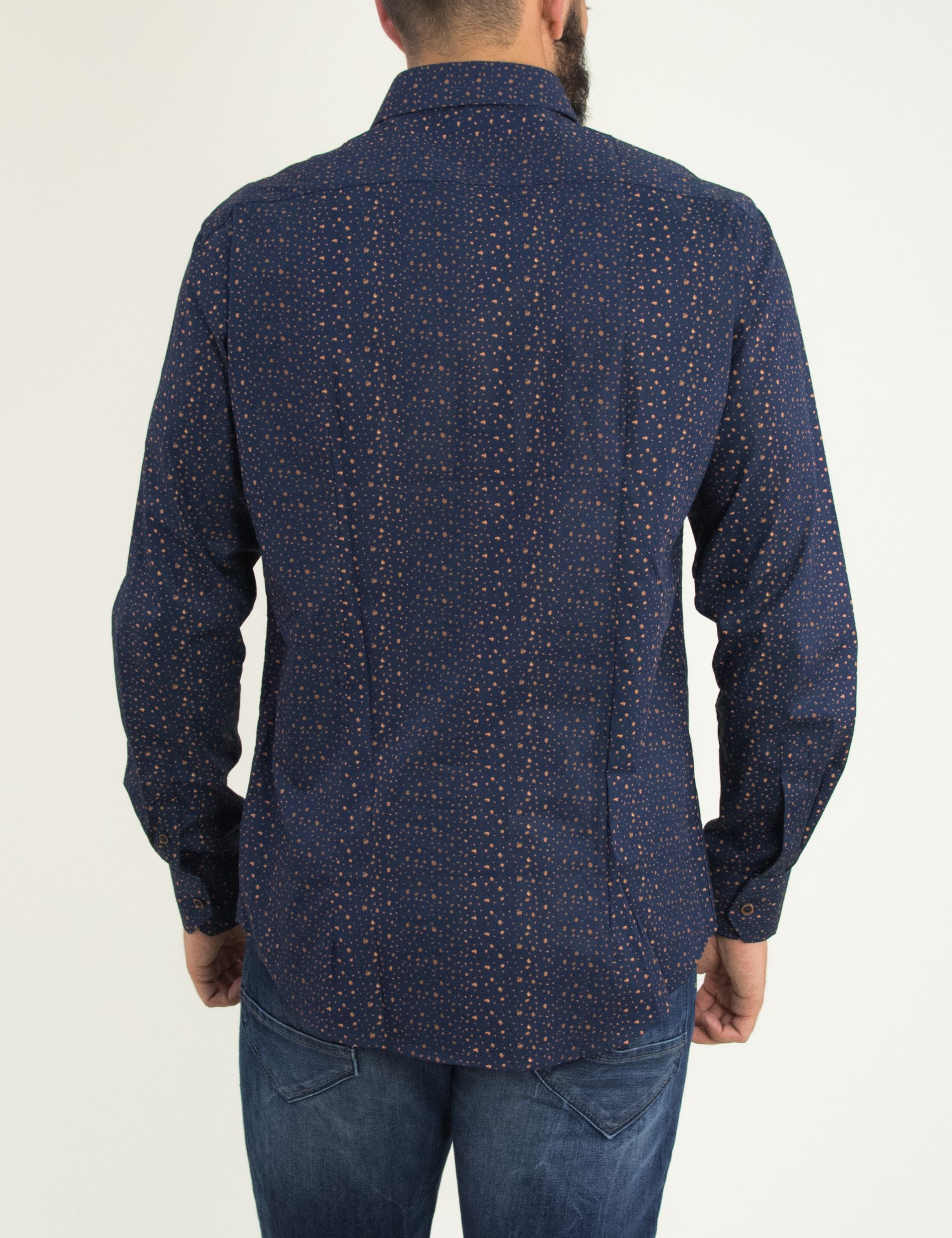 Ανδρικό μπλέ σκούρο εμπριμέ πουκάμισο GioS 9534W18 φωτογραφία